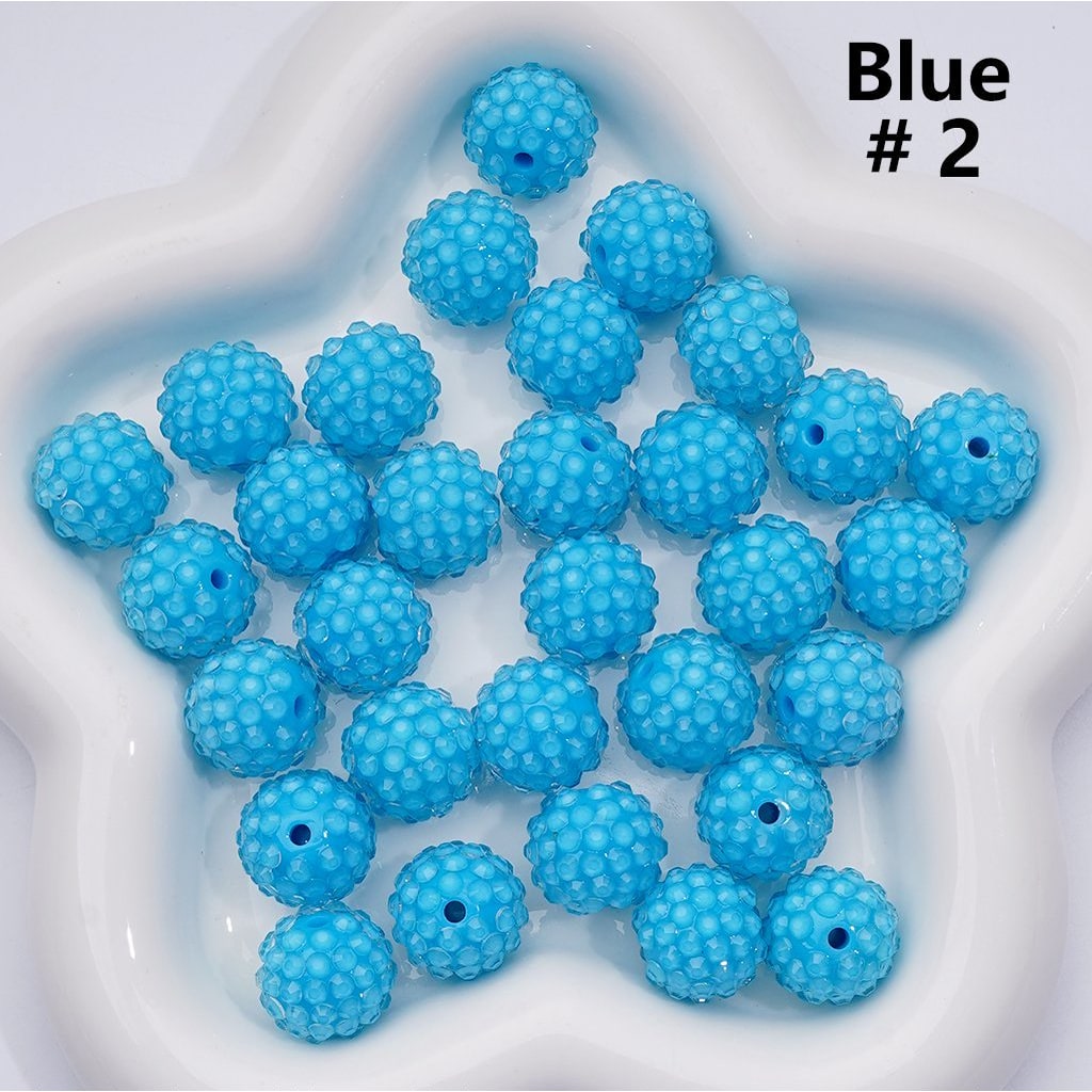 Clear Color Rhinestones Waxberry Ball Round Acrylic Beads, 16MM