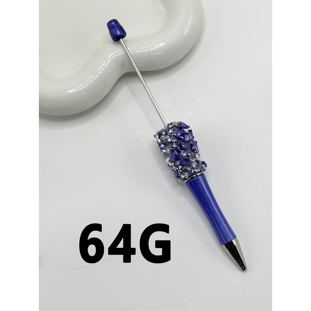 Beadable Pens with Clear Rhinestones in Solid Colors with Small Rock