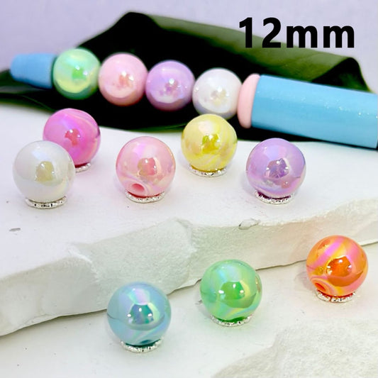 Bling Bling ABコーティング キャンディカラー ラウンドアクリルビーズ 12MM 説明をお読みください
