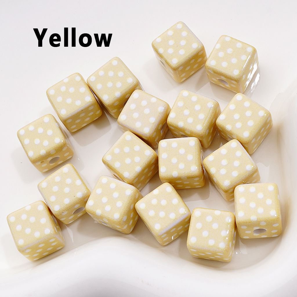 Mini Cute Cube Square Acrylic Beads with White Dots Acrylic Beads, 10MM