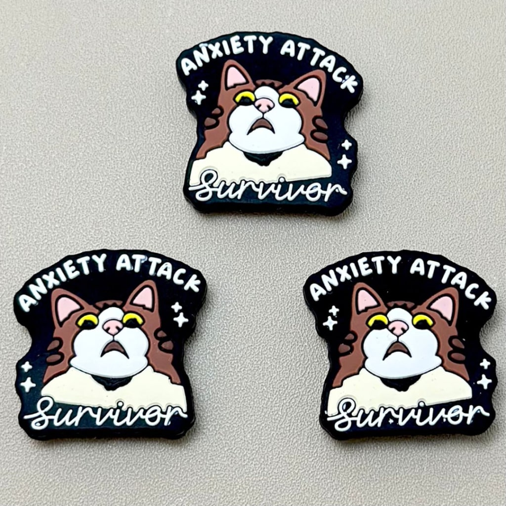 Anxiety Attack Survivor Cute Cat Silicone Focal Beads