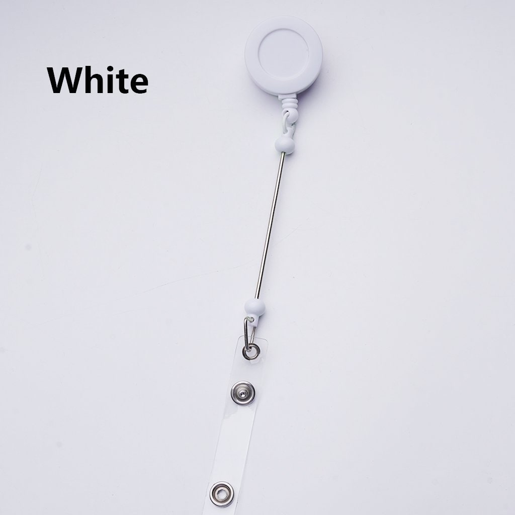Creative Beaded Retractable Back Badge Holder Reels with Rotating Crocodile Clip & Keychain Bar