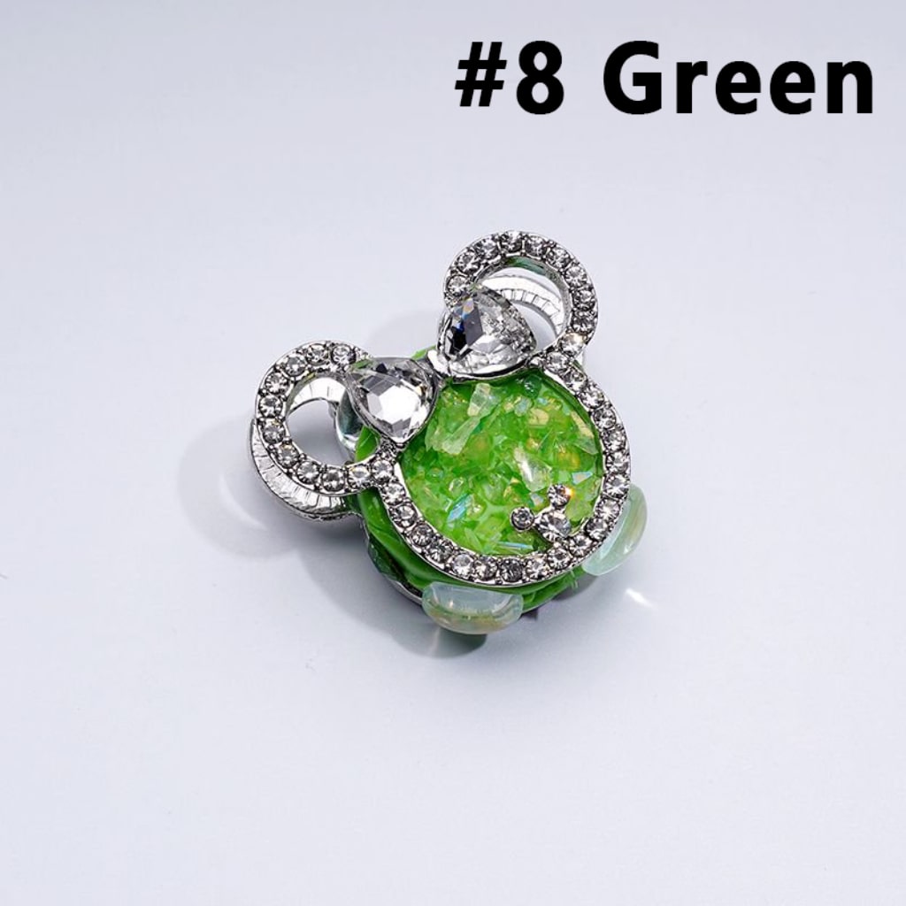 Bling Bling Fancy Silver Alloy Mouse Head Bow with Clear & Colorful Rhinestones Clay Beads, Around 30*27MM