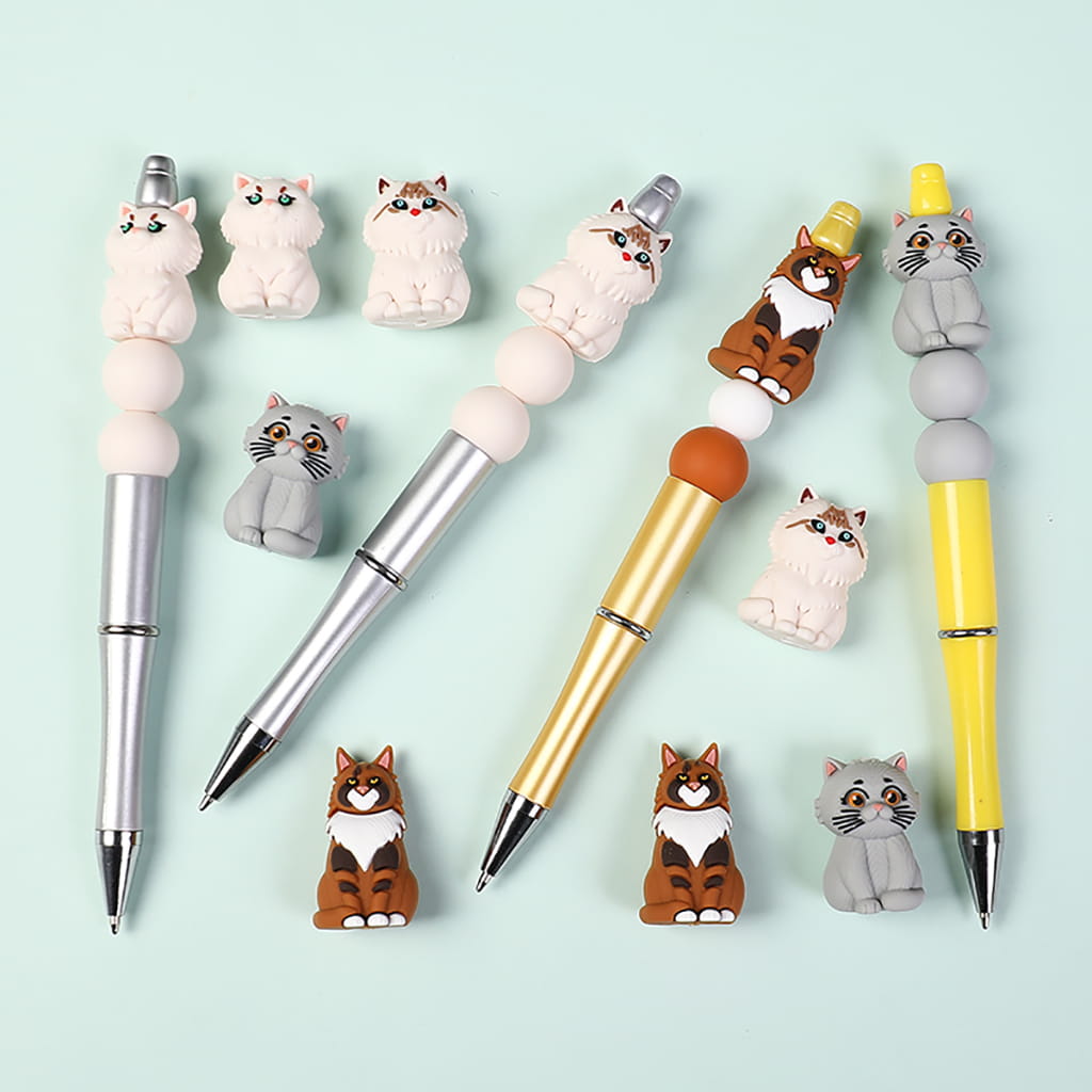 Silicone Focal Beads 3D Various Variety Cute Cat Series, Multi-Color