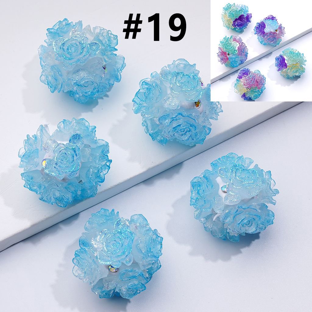 Color Changing Cute Glitter Soft Flowers AB Rhinestones Round Clay Beads, Around 24MM