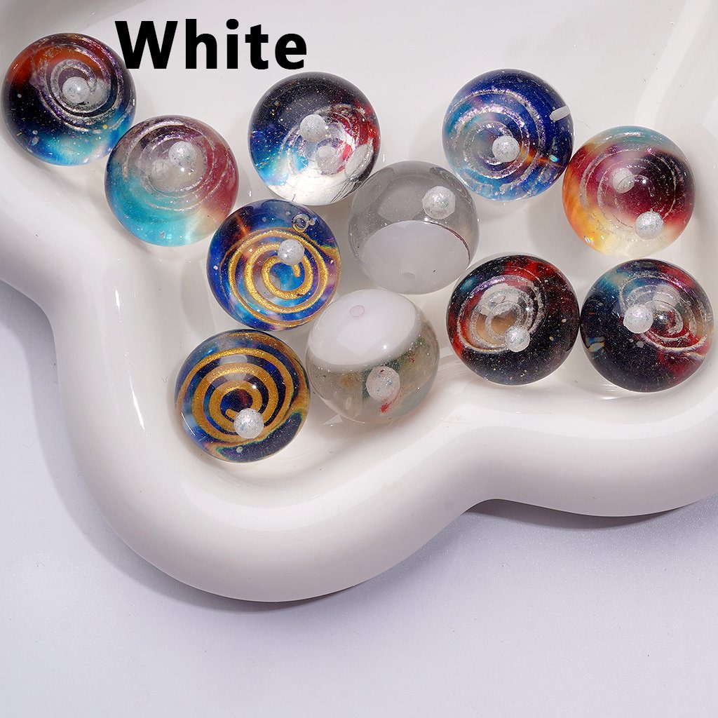 Large Exquisite Luminous Universe Galaxy Planet Space Inside Clear Glitter Round Acrylic Beads, 20MM