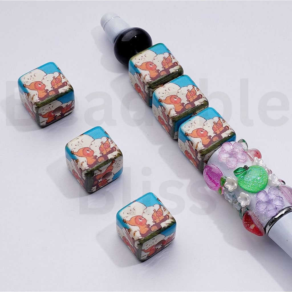 We are Twinkl Twinkl Series Little Cute Man Pop Mar Cube Square Acrylic Beads, Around 14MM