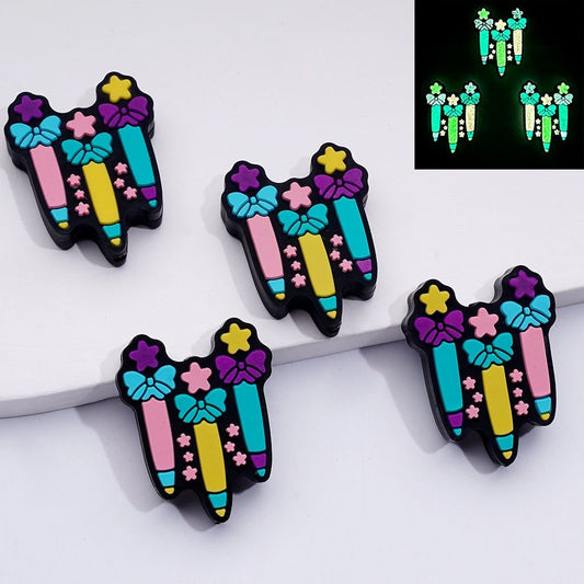 Luminous Cute Water Color Pens with Stars Bowknots Silicone Focal Beads