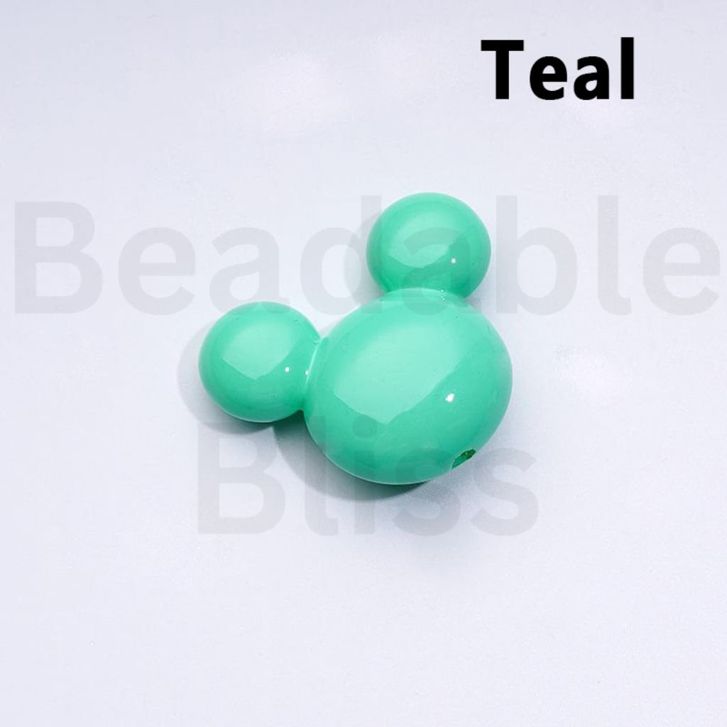 Vivid Cute Solid Color Disne Micke Minni Mouse Head Acrylic Beads, Around 32*27*12MM