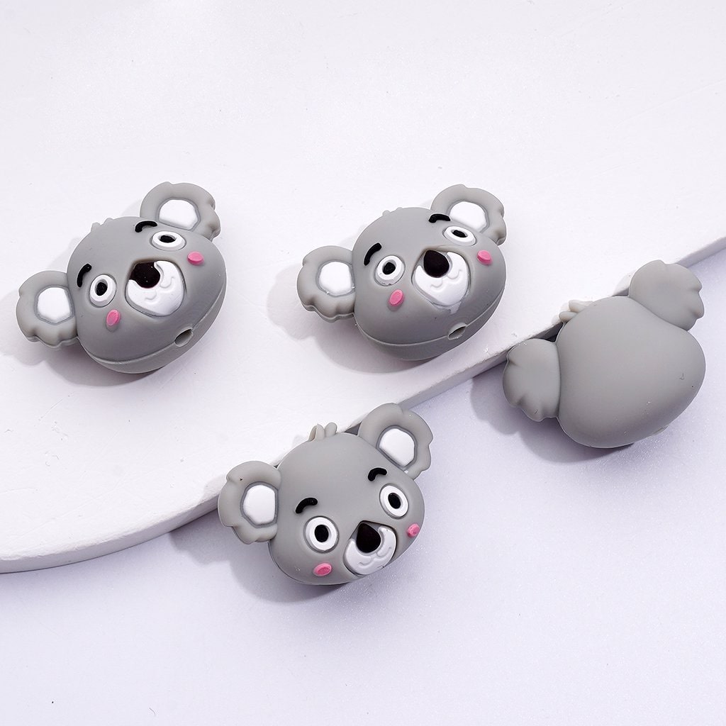 3D Cute Naughty Koala Head Silicone Focal Beads