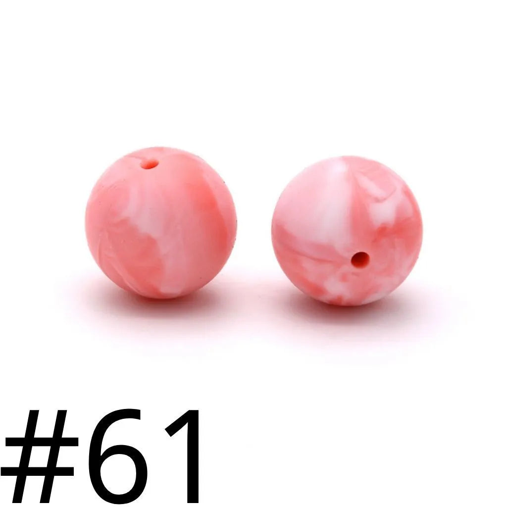 Silicone Beads, Solid Colors, 15 mm