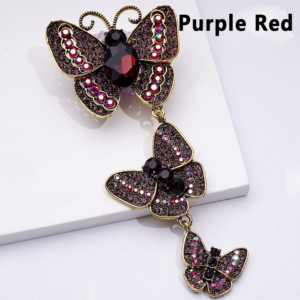Exquisite Fancy Copper Alloy Butterfly Pendants with Shiny Rhinestones Glitter Flowers Clay Beads, Around 50*43MM