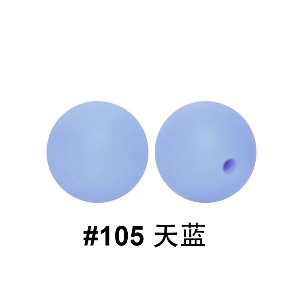 シリコンビーズ、ソリッドカラー、15 mm