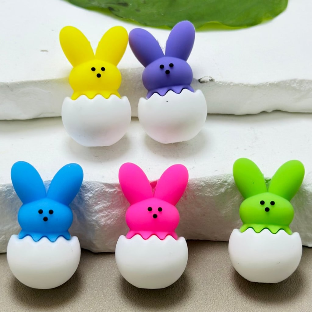 Silicon Rabbit 3D Little Cute Colorful Bunnies Rabbits in Broken Eggs Easter Silicone ...