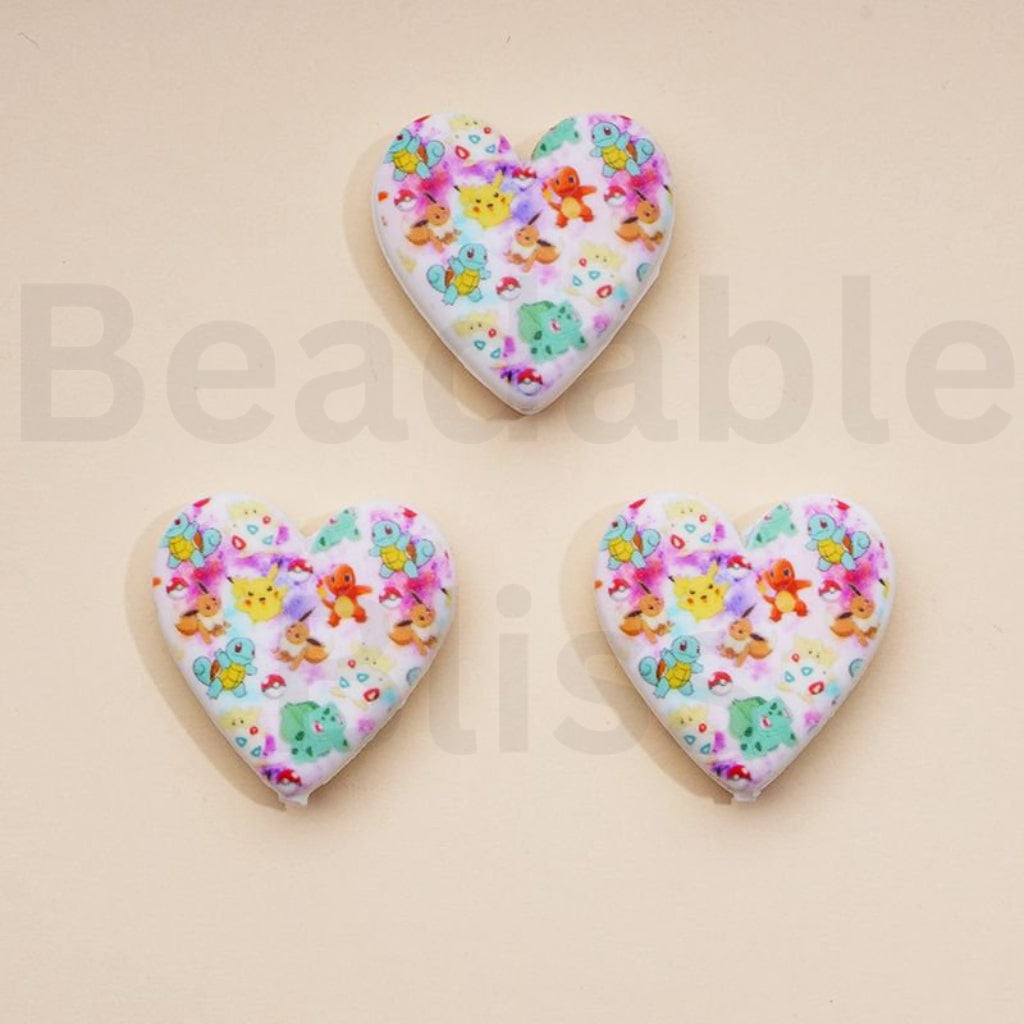 Cute Cartoon Hearts Snoop Scob HK Kitten Minio Pokemo Blue Silicone Focal Beads