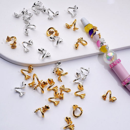 Fancy Gold Silver Alloy Crooked Rose Flower Butterfly  Bead Cage Cap (Used for 8MM Beads)