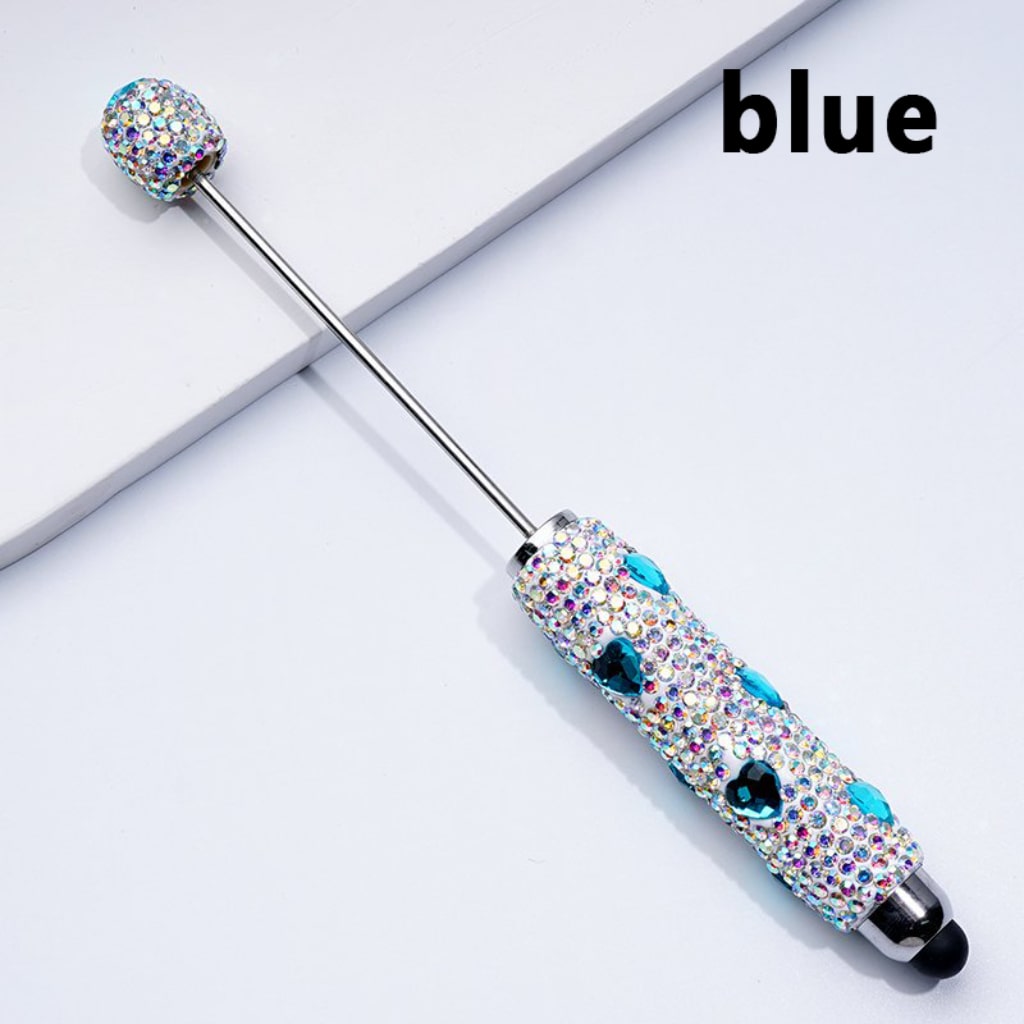 Beadable Clay Stylus Pens with Colorful Heart Rhinestones Mini AB Rhinestones Covered the Entire Pen