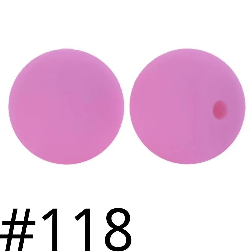 シリコンビーズ、ソリッドカラー、15 mm