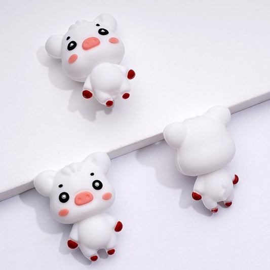 3D Little Cute Piglet Silicone Focal Beads