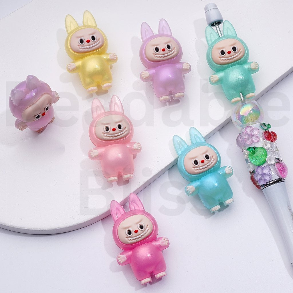 Cute L-B-B Monster Pop Mar PVC Soft Rubber Beads, Around 41*25MM, Random Mix