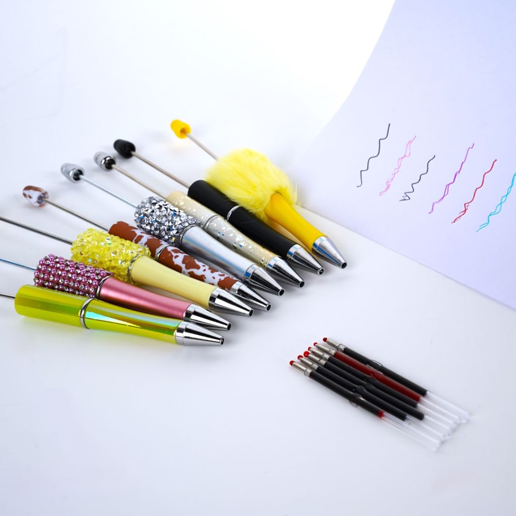 Ink Refills for Common Beadable Pens, 62mm, Choices of Black Blue Red Teal Purple Pink，Random Mix