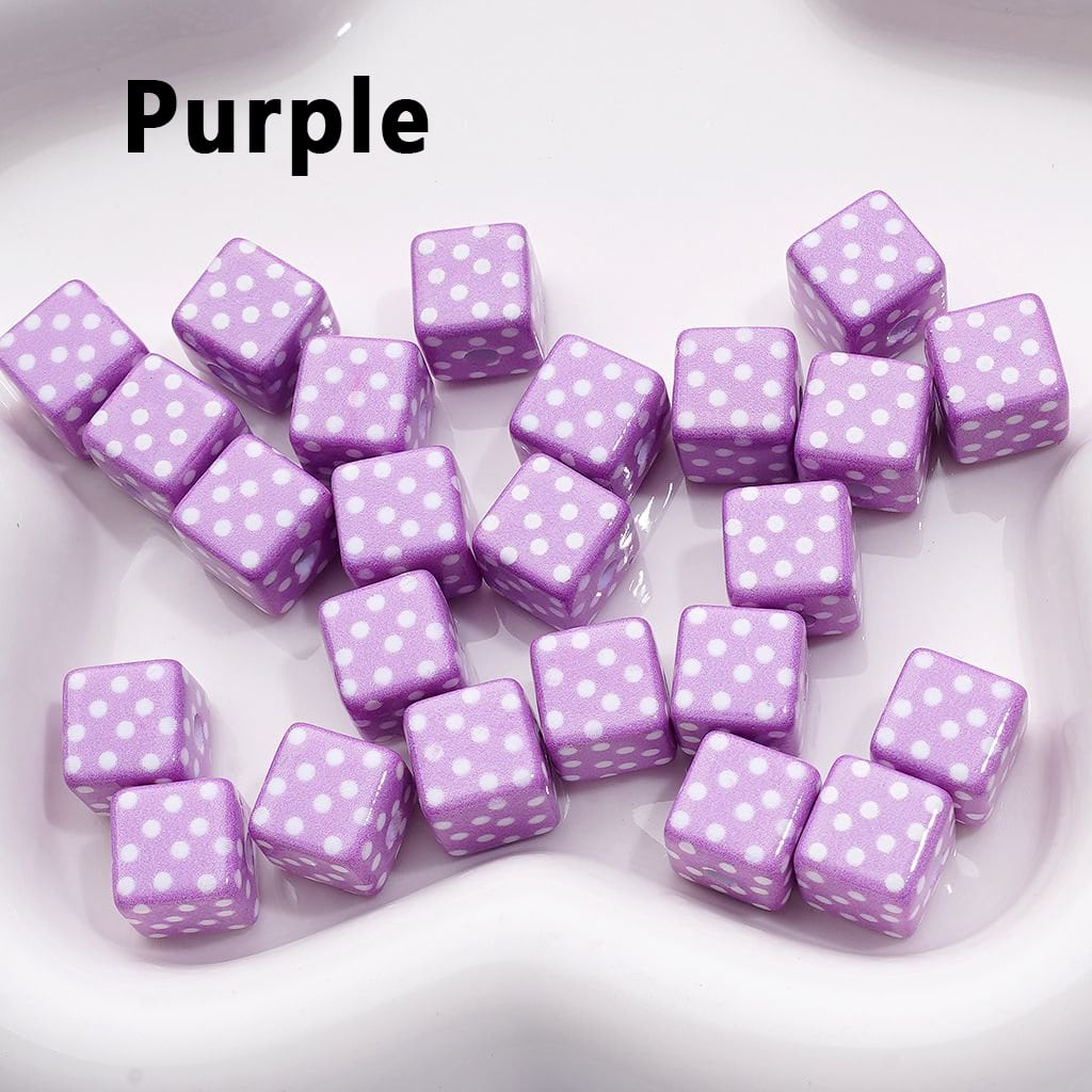 Mini Cute Cube Square Acrylic Beads with White Dots Acrylic Beads, 10MM