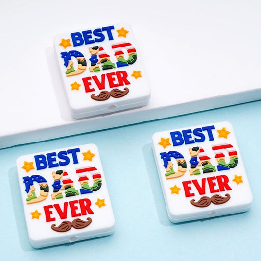 Best Dad Ever Father's Day Silicone Focal Beads