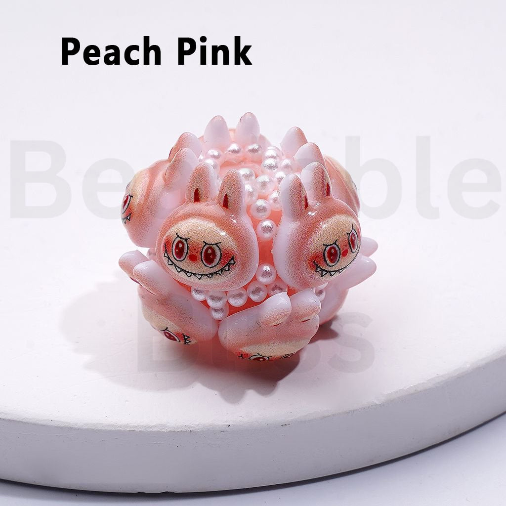 Cute  L-B-B Monster Pop Mar White Pearls Round Acrylic Beads in Solid Color, Around 20*23MM