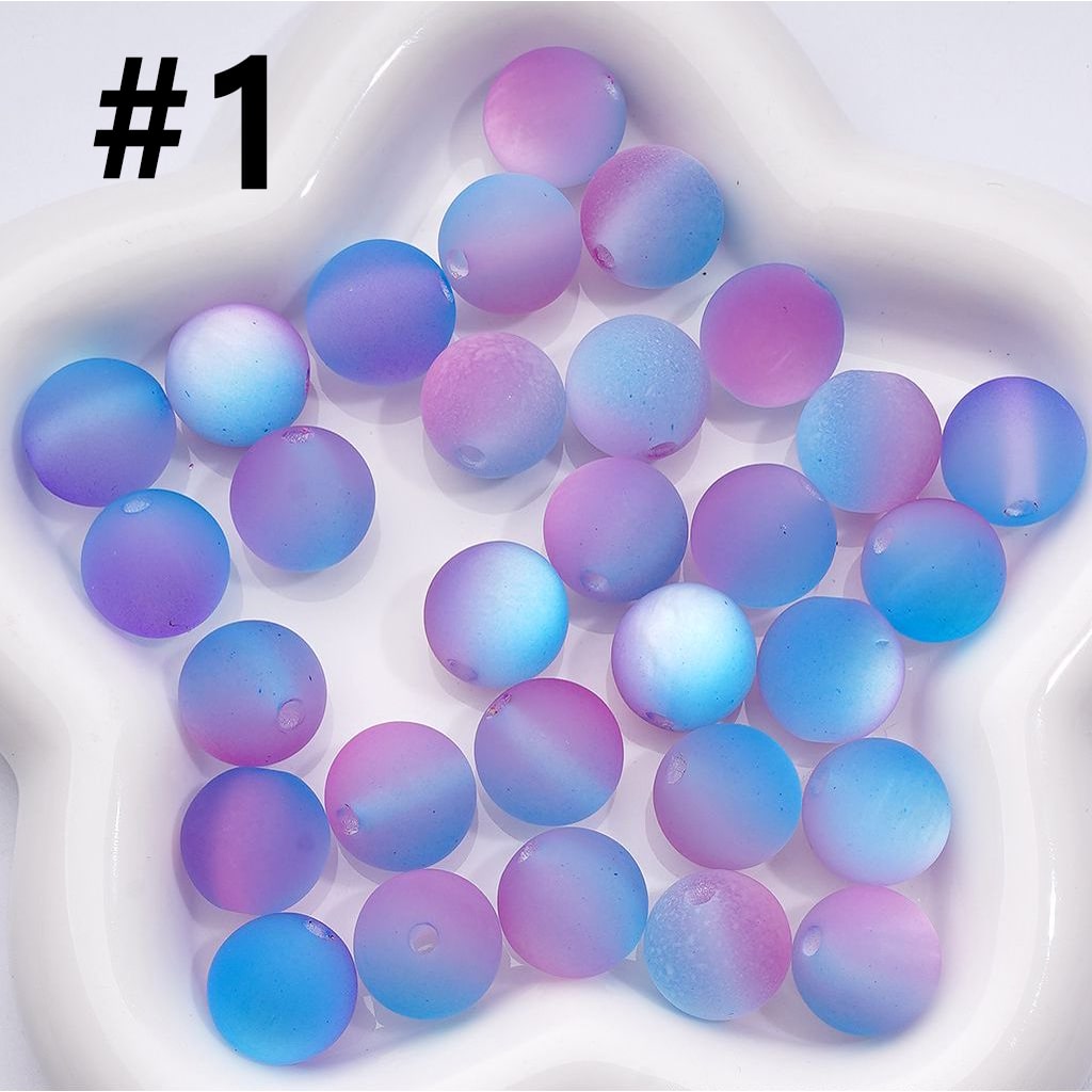 Double Color Cat Eye Style Frosted Round Acrylic Beads, 16MM