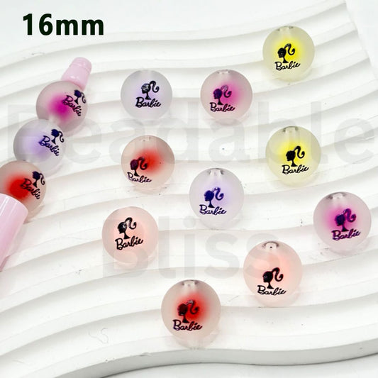 Fashion Girl Lady Glamour Muse Translucent Frosted Round Acrylic Beads Small Beads Inside, 16MM, Please Read the Description