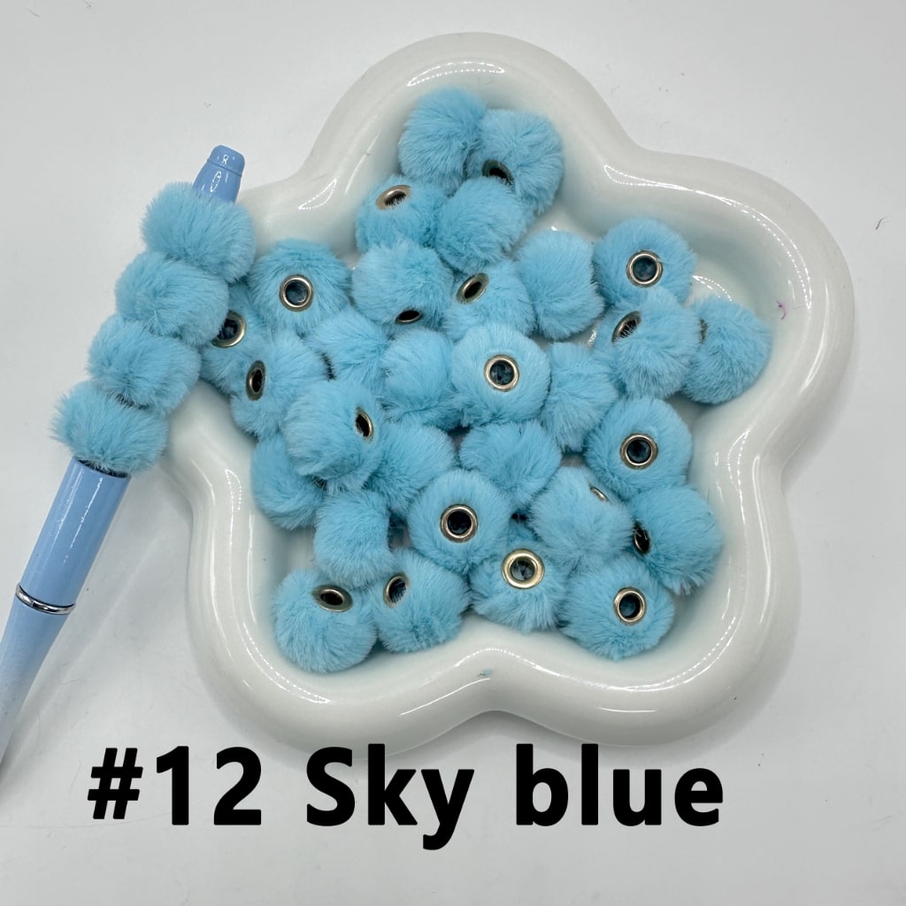 Pom Pom Fluffy Hard Beads and in Solid Colors