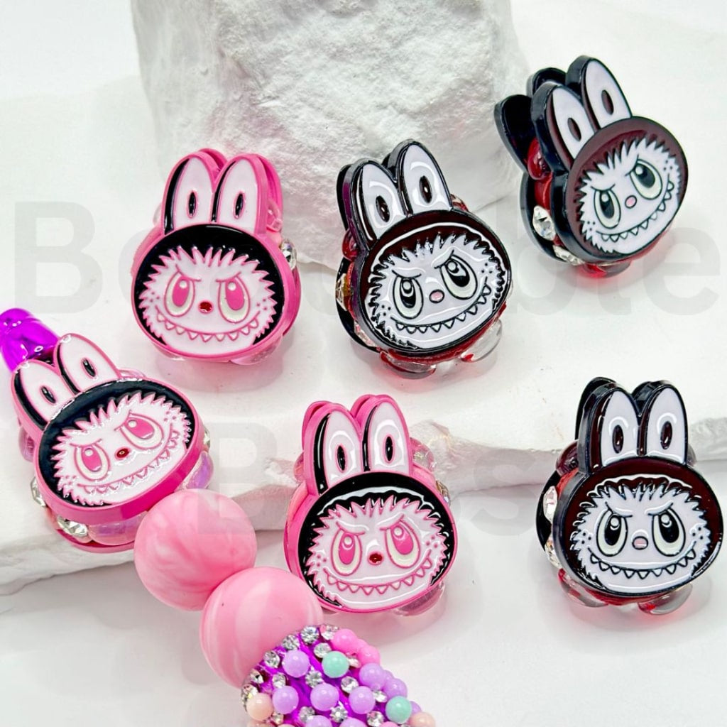Vivid Alloy Labu Pop Mar with Clear Rhinestones Oval Pearls Clay Beads, Around 28*22MM
