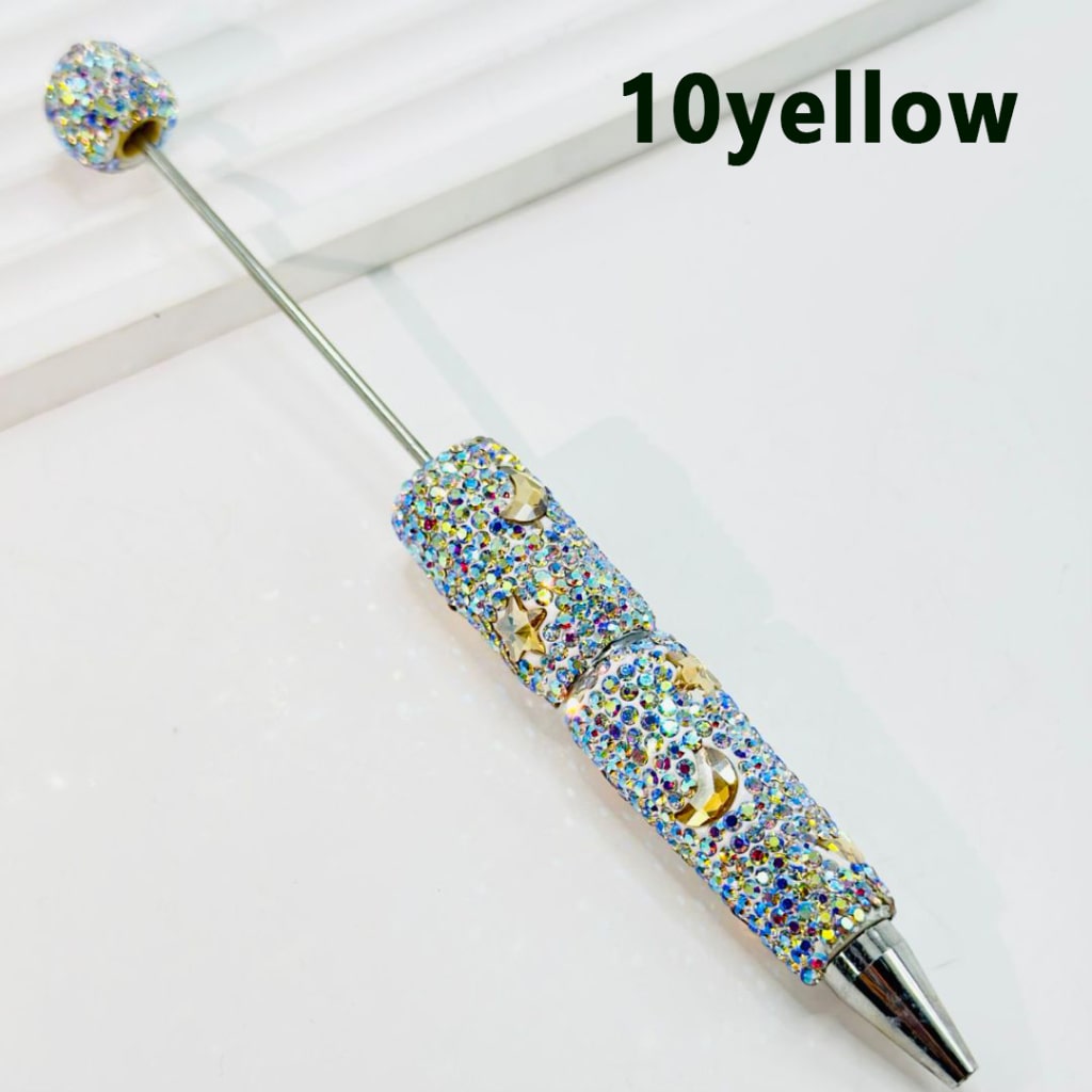 Beadable Clay Pens with AB Color & Colorful Star Moon Rhinestones Covered the Entire Pen