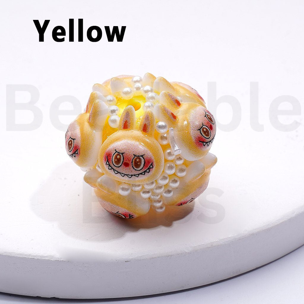 Cute  L-B-B Monster Pop Mar White Pearls Round Acrylic Beads in Solid Color, Around 20*23MM
