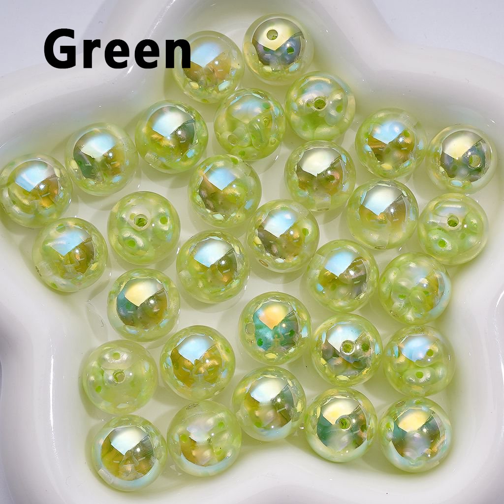 UV Coating Glossy Clear Round Acrylic Beads Mini Colorful Peanuts Beads Inside, 16MM (The Material is Resin)