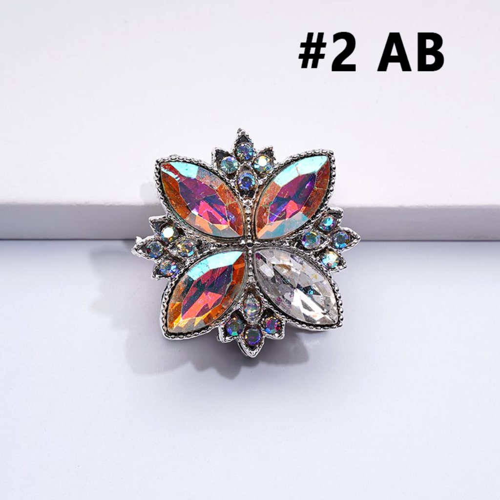 Bling Bling Fancy Silver Alloy Four Leaf Clover with Colorful & AB Rhinestones Beads, Around 26*26MM