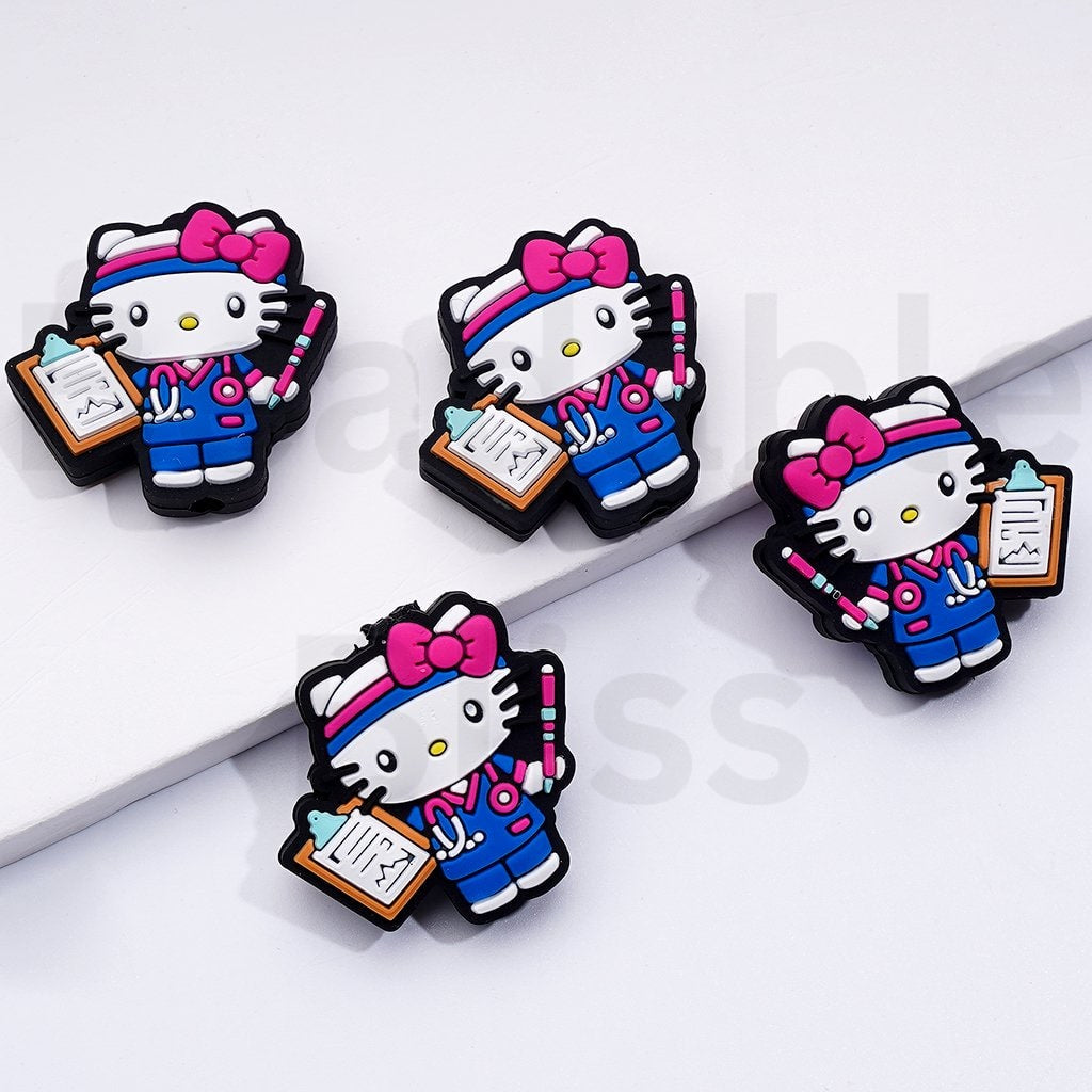 Cute HK Kitten Nurse Doctor Silicone Focal Beads