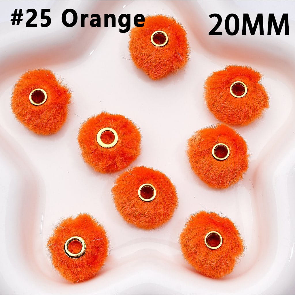 Pom Pom Fluffy Hard Beads and in Solid Colors, 20MM