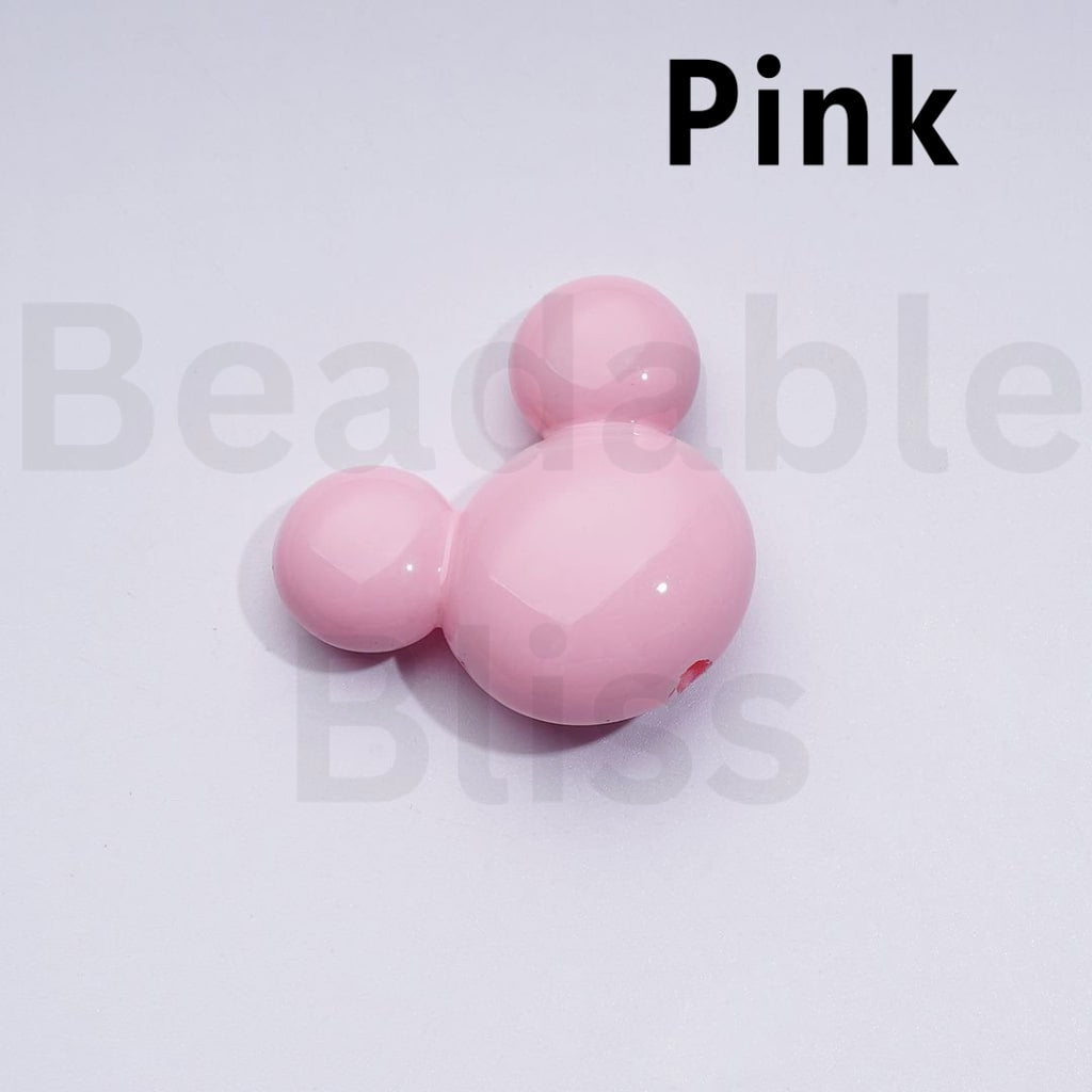 Vivid Cute Solid Color Disne Micke Minni Mouse Head Acrylic Beads, Around 32*27*12MM