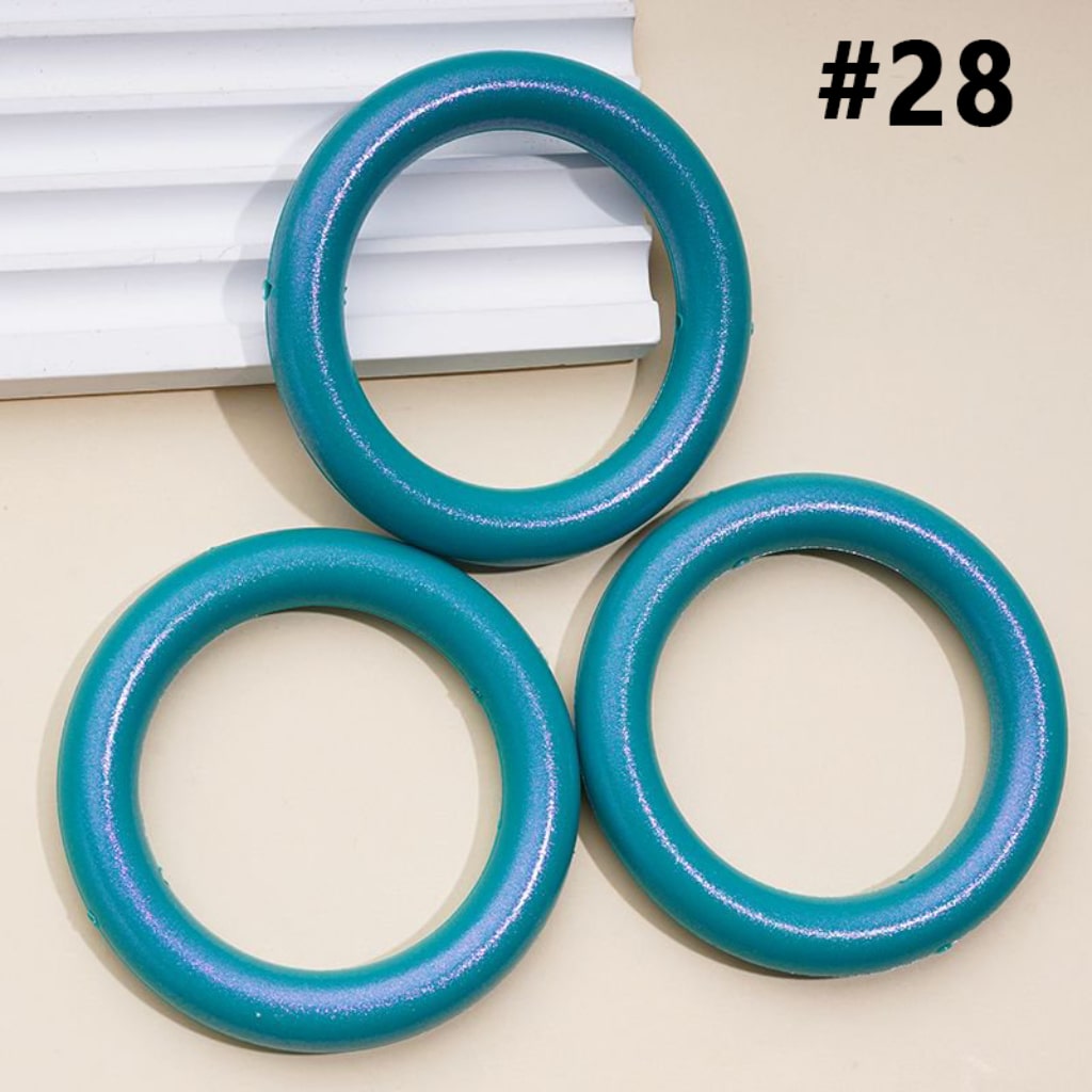 Glossy Colorful Silicone Ring Frame Bead Circle Round Car Hanger Charm Loop 65MM