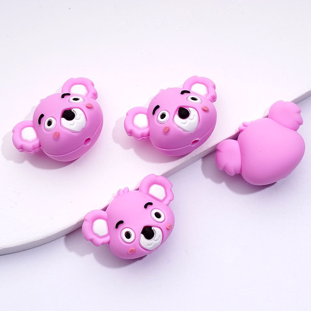 3D Cute Naughty Koala Head Silicone Focal Beads
