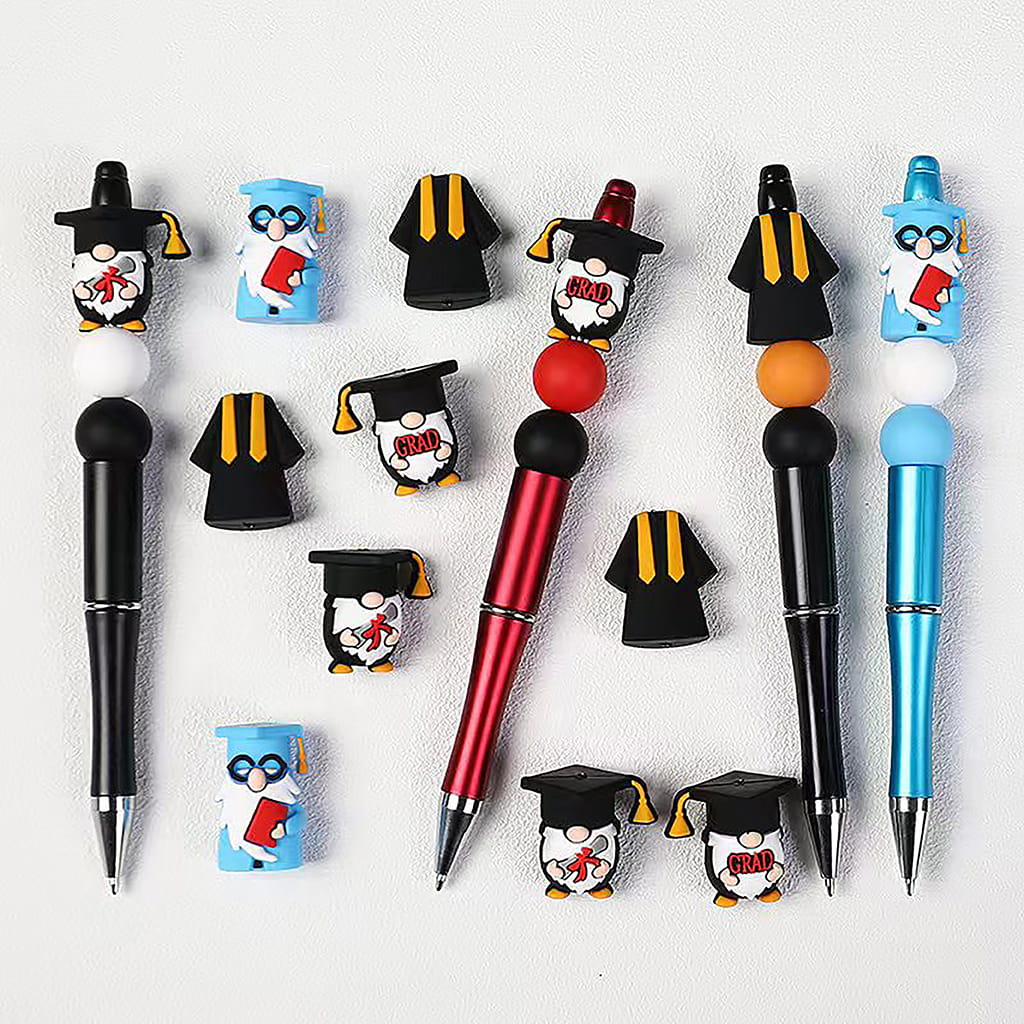Silicone Focal Beads with 3D Graduation Gnome Design Series