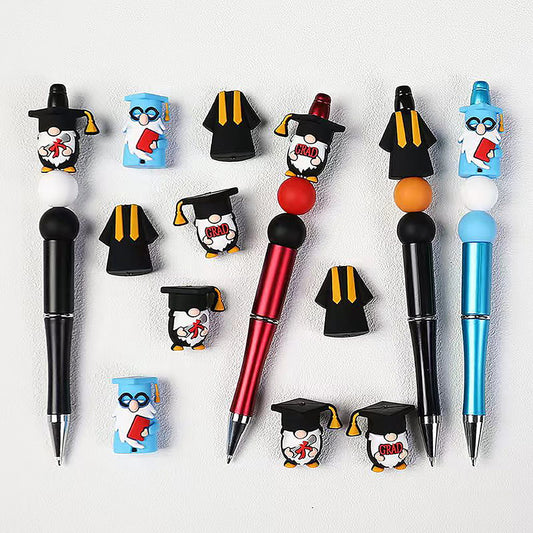 Silicone Focal Beads with 3D Graduation Gnome Design Series