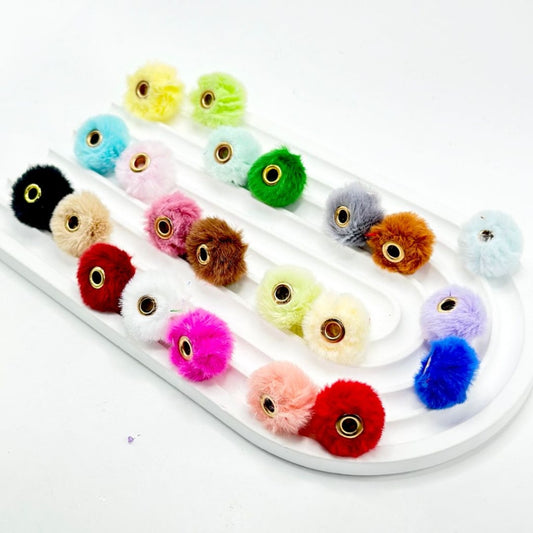 Pom Pom Fluffy Hard Beads and in Solid Colors