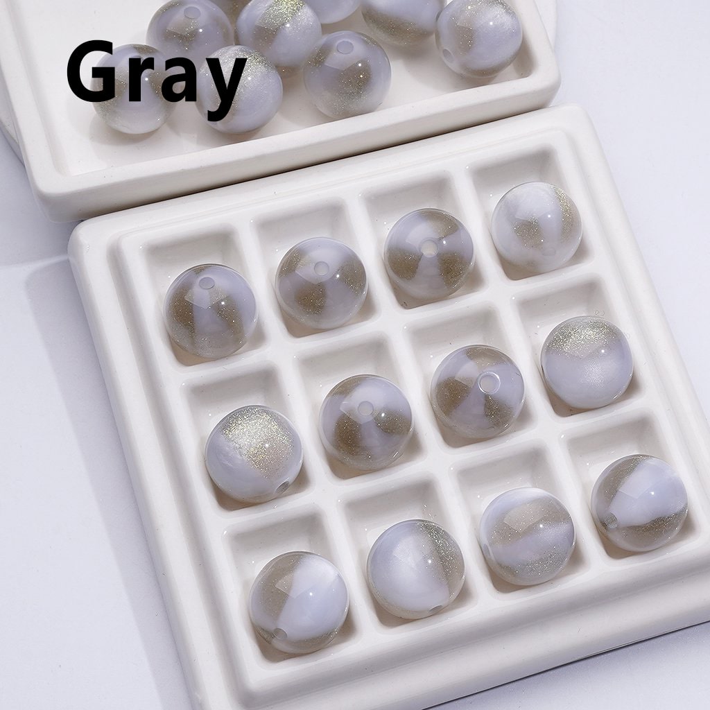Trihedral Cat Eyes Style Glitter Color Changing Round Acrylic Beads, 16MM
