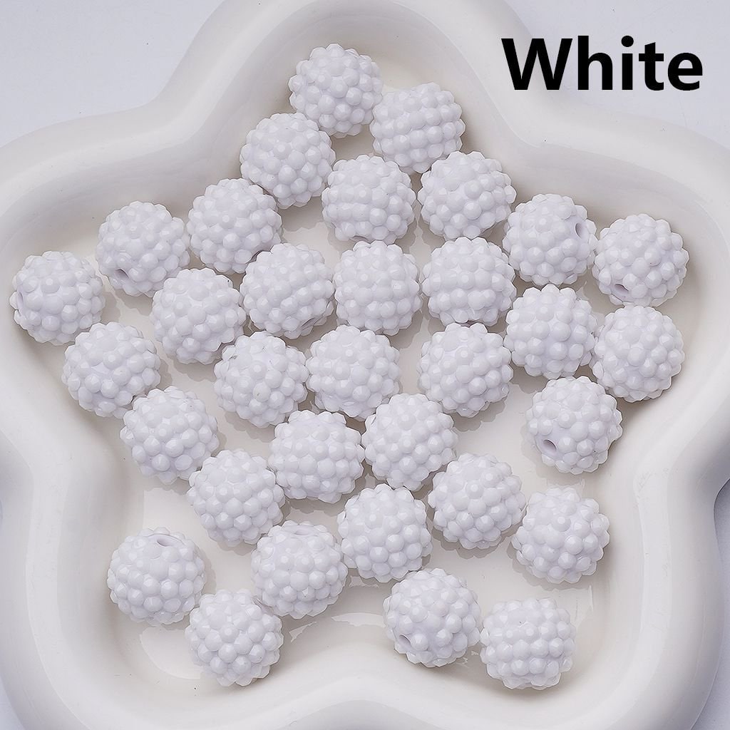 Solid Color Rhinestones Waxberry Ball Round Acrylic Beads, 16MM