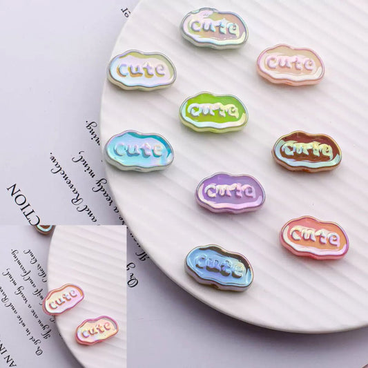 UV Coating Glitter Translucent Colorful Cute Cloud Acrylic Beads, Around 26*15MM, Random Mix