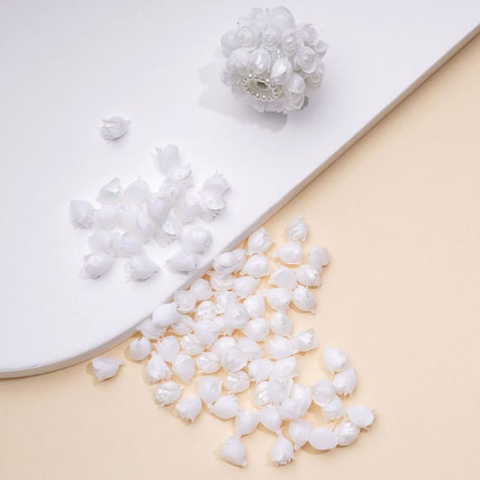 DIY Mini Cute White Glitter Flowers Tulips for Beads Jewelry Accessories
