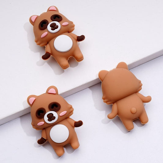 3D Little Cute Brown Bear Silicone Focal Beads