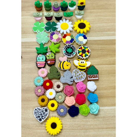 Flowers Floral Silicone Focal Beads - READ DESCRIPTION